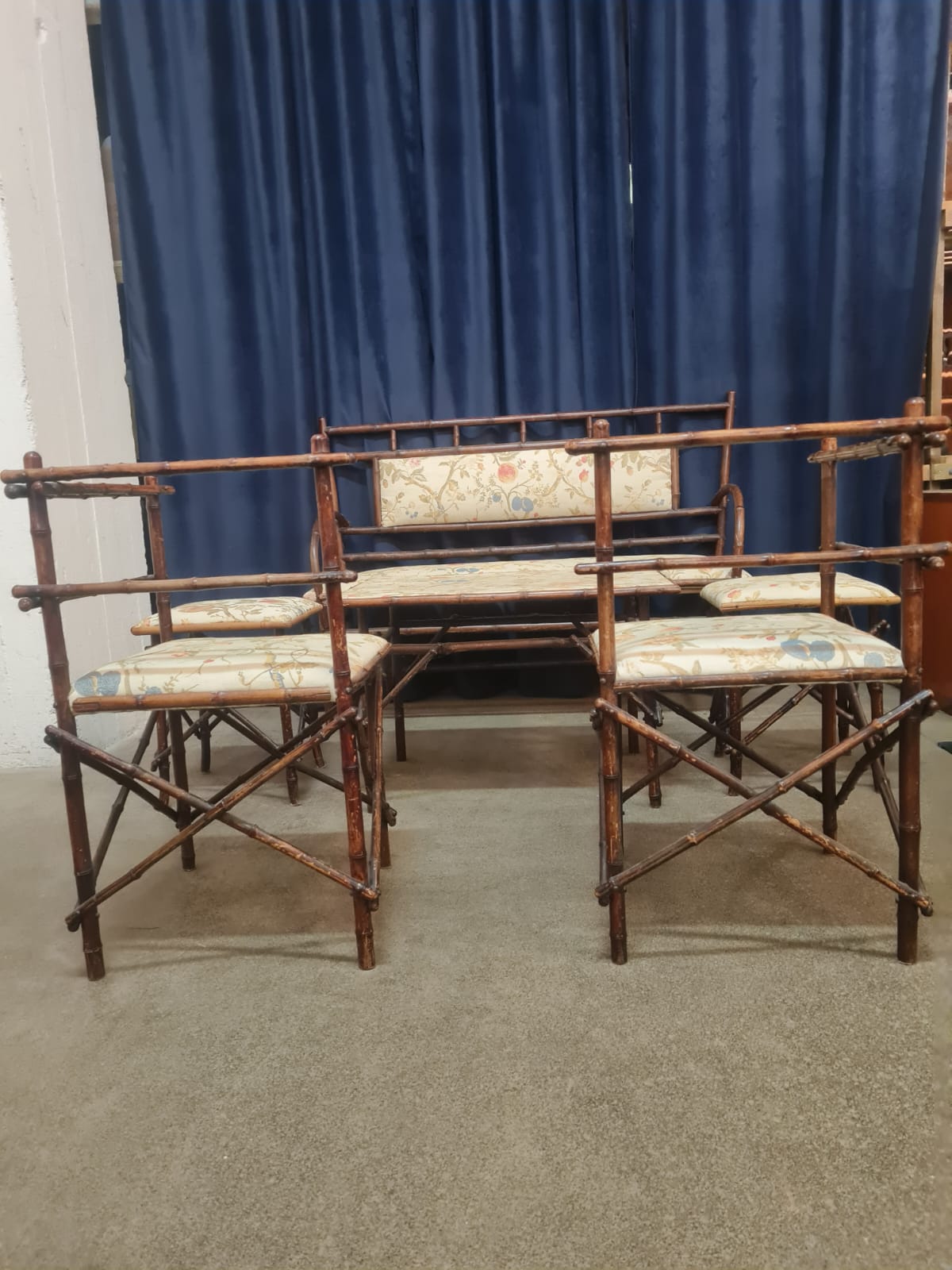 Set_of_Antique_Faux_Bamboo_Parlor_Armchair,_,_taburet,_coffee_table_and_bench_By_Maison_Staněk_Prague_from_1910