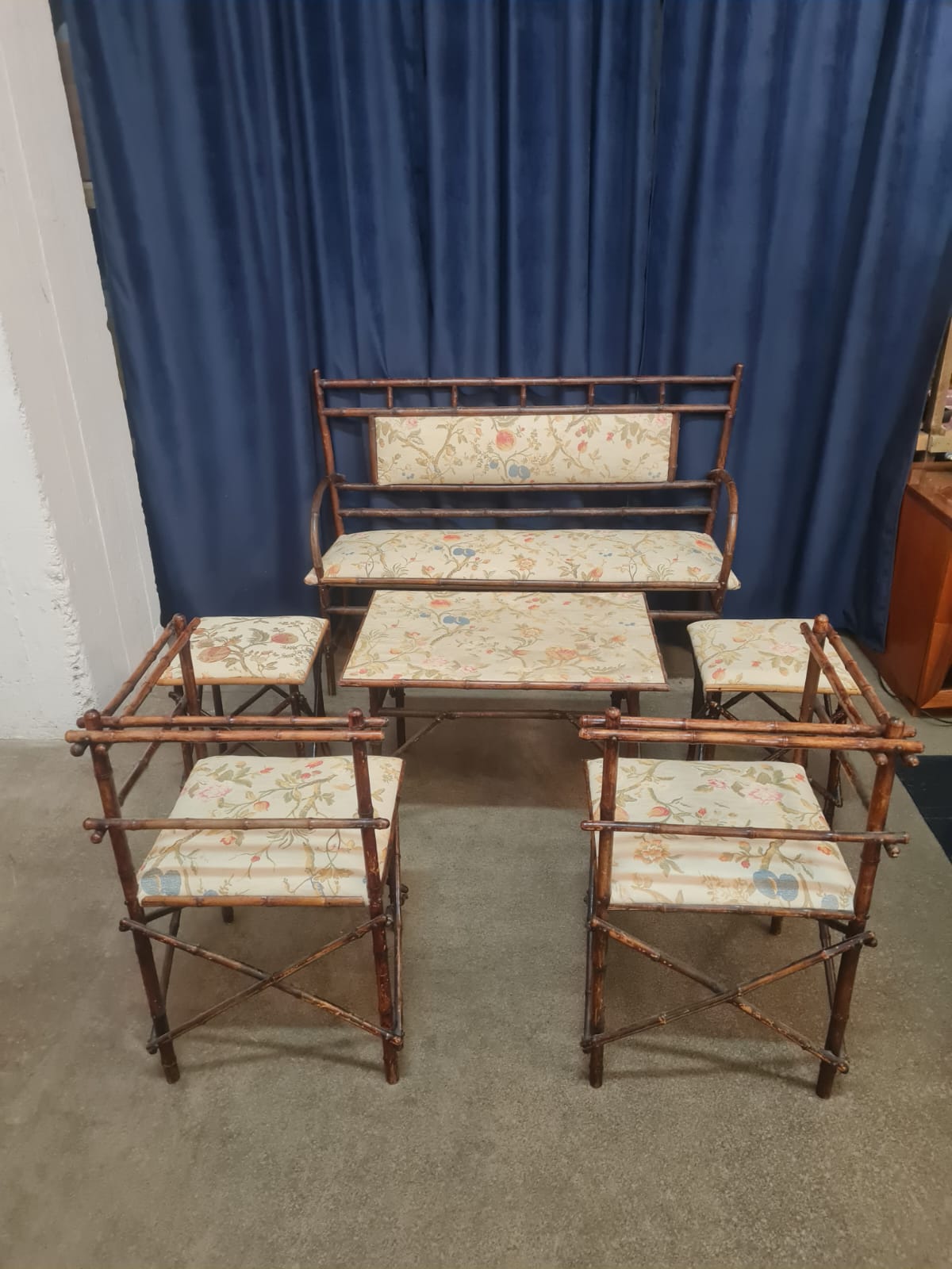 Set_of_Antique_Faux_Bamboo_Parlor_Armchair,_,_taburet,_coffee_table_and_bench_By_Maison_Staněk_Prague_from_1910