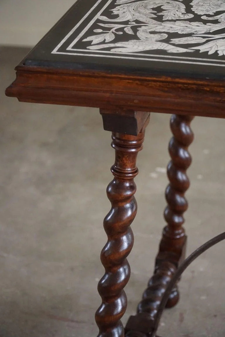 Antique_Italian_Center_/_Desk_Table,_Walnut_&_Marble,_Naples,_19th_Century