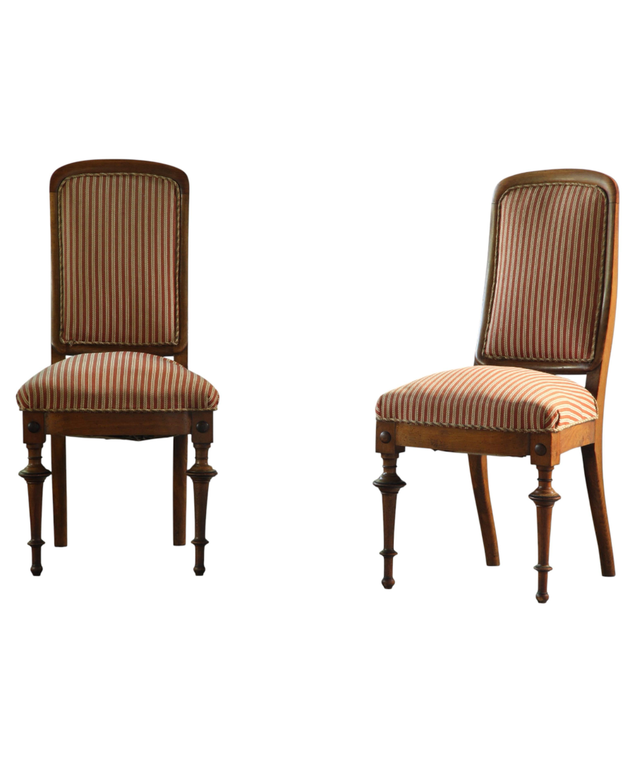 Antique_Late_Victorian_Mahogany_Parlor_Chairs_with_Original_Striped_Upholstery,_19th_Century