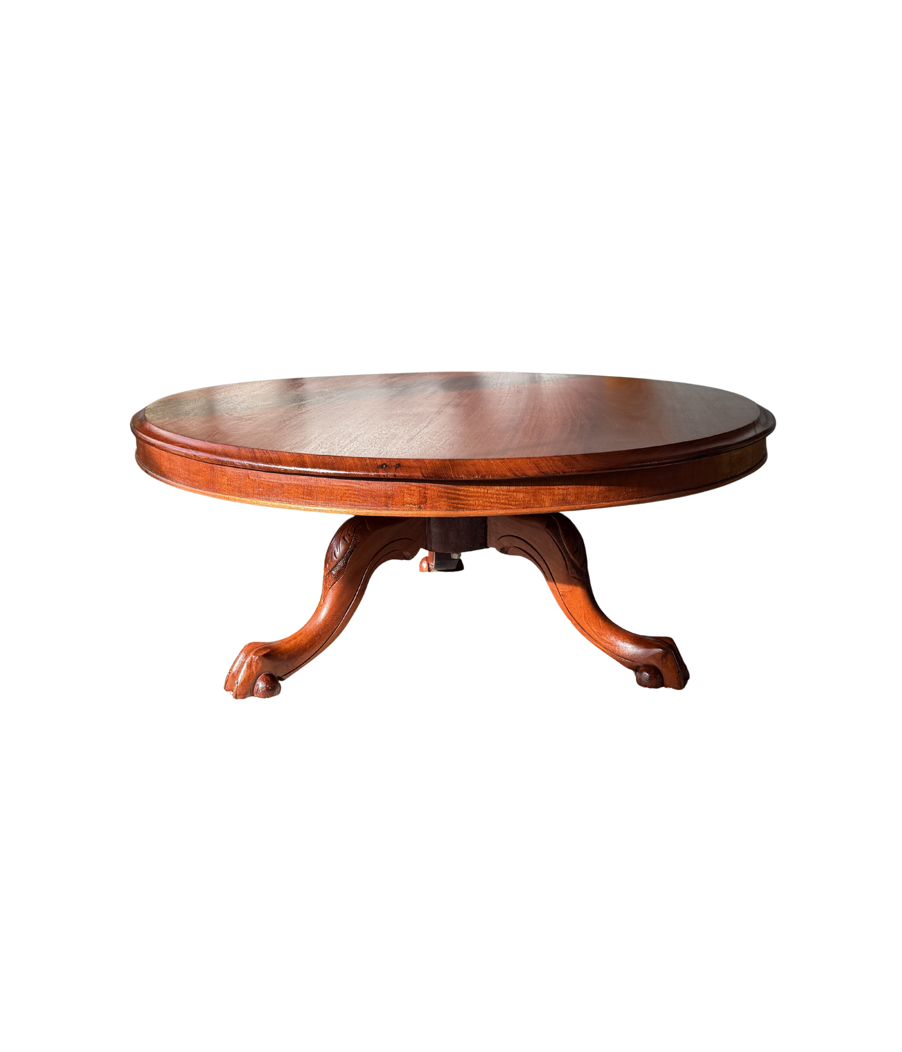 Antique_Round_Coffee_Table,_Solid_Wood,_Claw_Foot_Pedestal,_Victorian_Style
