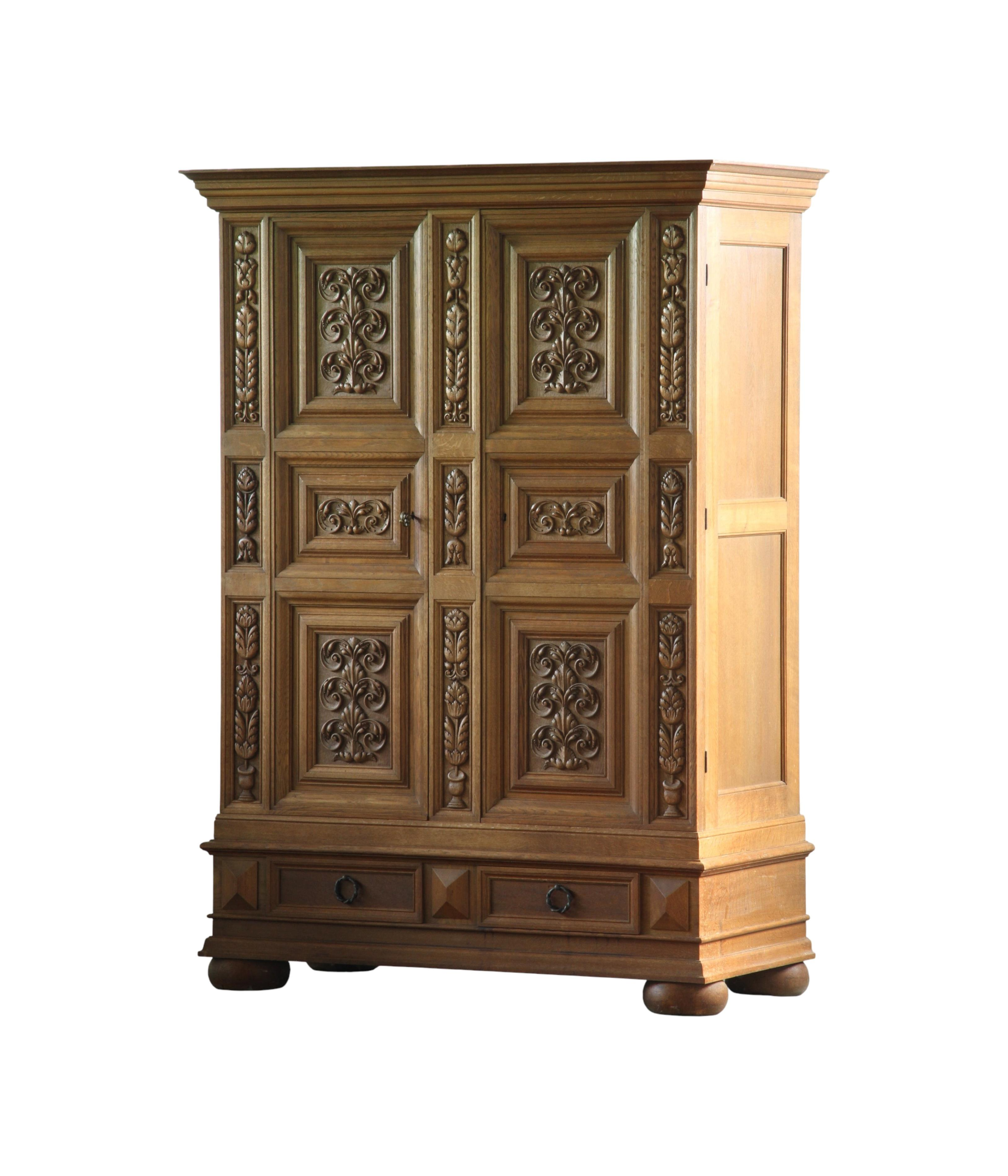 Antique-Style_Solid_Oak_Cupboard_with_Hand-Carved_Art_Nouveau_Panels_and_Victorian_Influences
