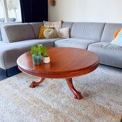 Antique_Round_Coffee_Table,_Solid_Wood,_Claw_Foot_Pedestal,_Victorian_Style