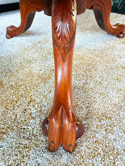 Antique_Round_Coffee_Table,_Solid_Wood,_Claw_Foot_Pedestal,_Victorian_Style