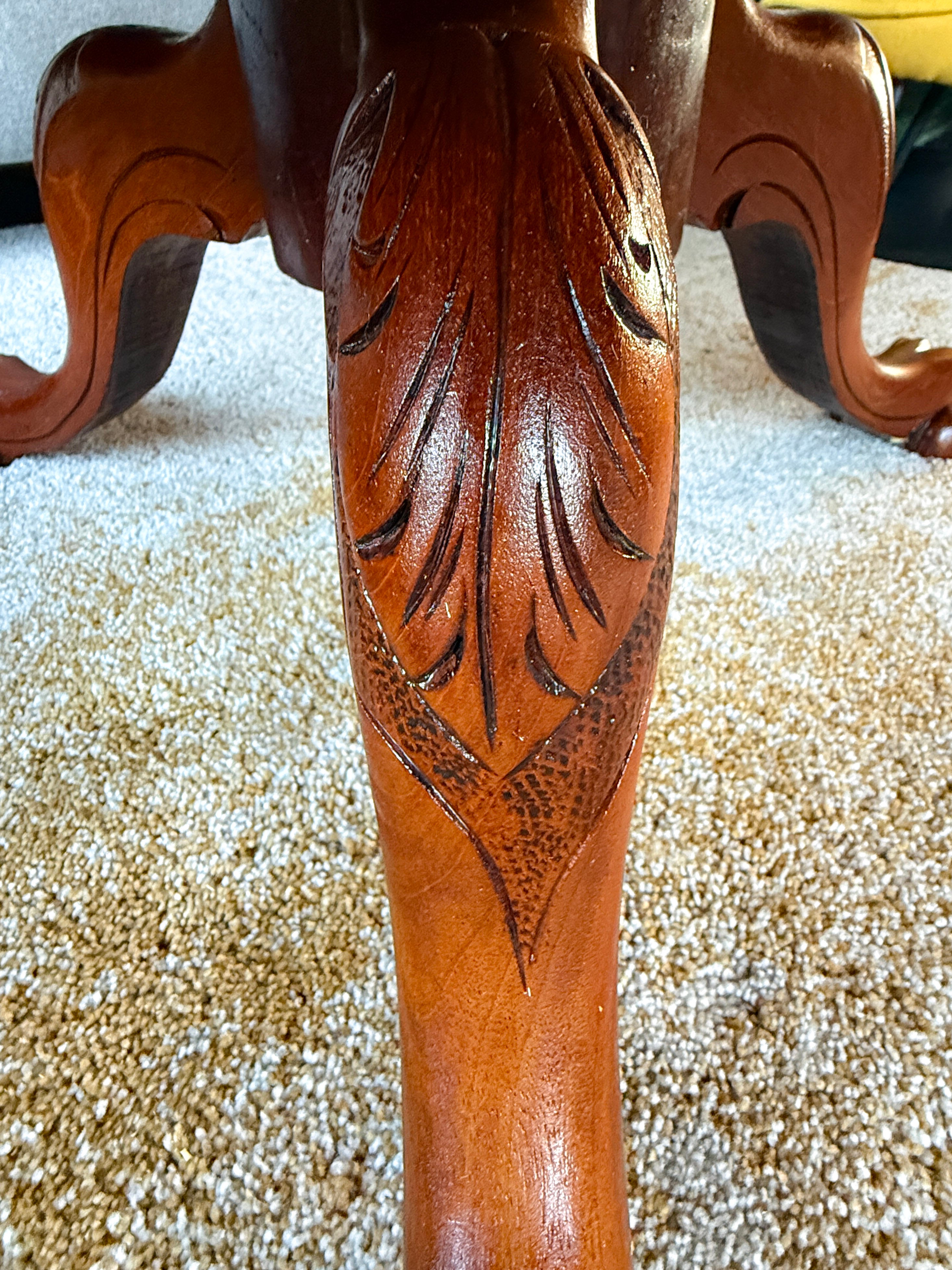 Antique_Round_Coffee_Table,_Solid_Wood,_Claw_Foot_Pedestal,_Victorian_Style
