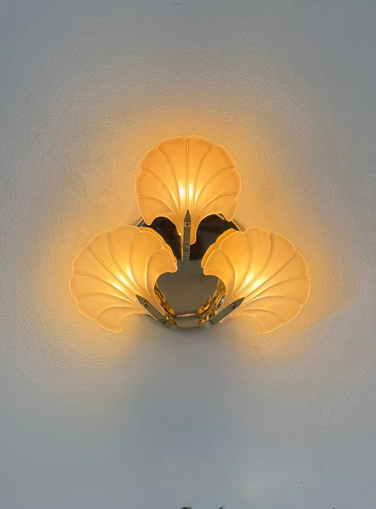 Brass_and_Amber_Shell_Glass_Wall_Light,_France,_1970s
