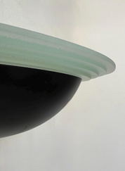 French_Black_Metal_and_Frosted_Glass_Wall_Light,_1970s