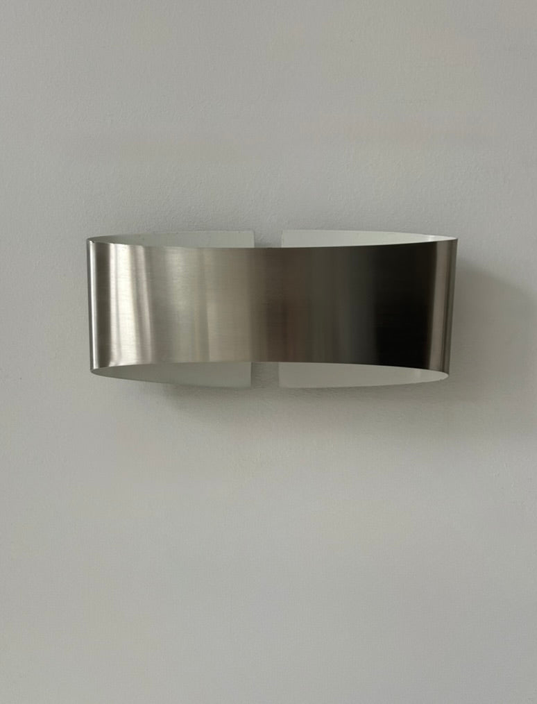 French_Brushed_Metal_Folded_Sheet_Wall_Sconce,_1980s