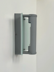 French_Grey_Metal_and_Curved_Sandblasted_Glass_Wall_Sconce,_1980s
