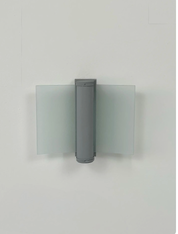 French_Grey_Metal_and_Curved_Sandblasted_Glass_Wall_Sconce,_1980s