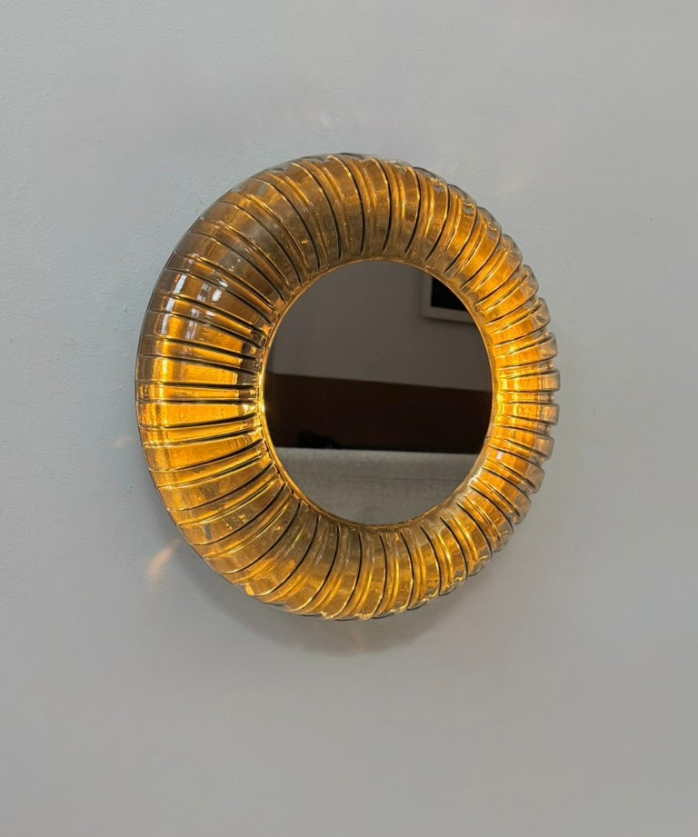Murano_Pressed_Glass_and_Mirrored_Stainless_Steel_Wall_Light,_Italy,_1960s