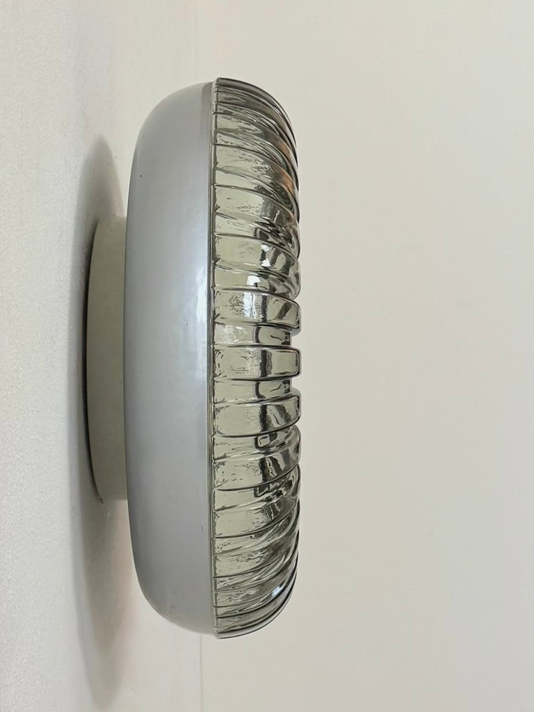 Murano_Pressed_Glass_and_Mirrored_Stainless_Steel_Wall_Light,_Italy,_1960s