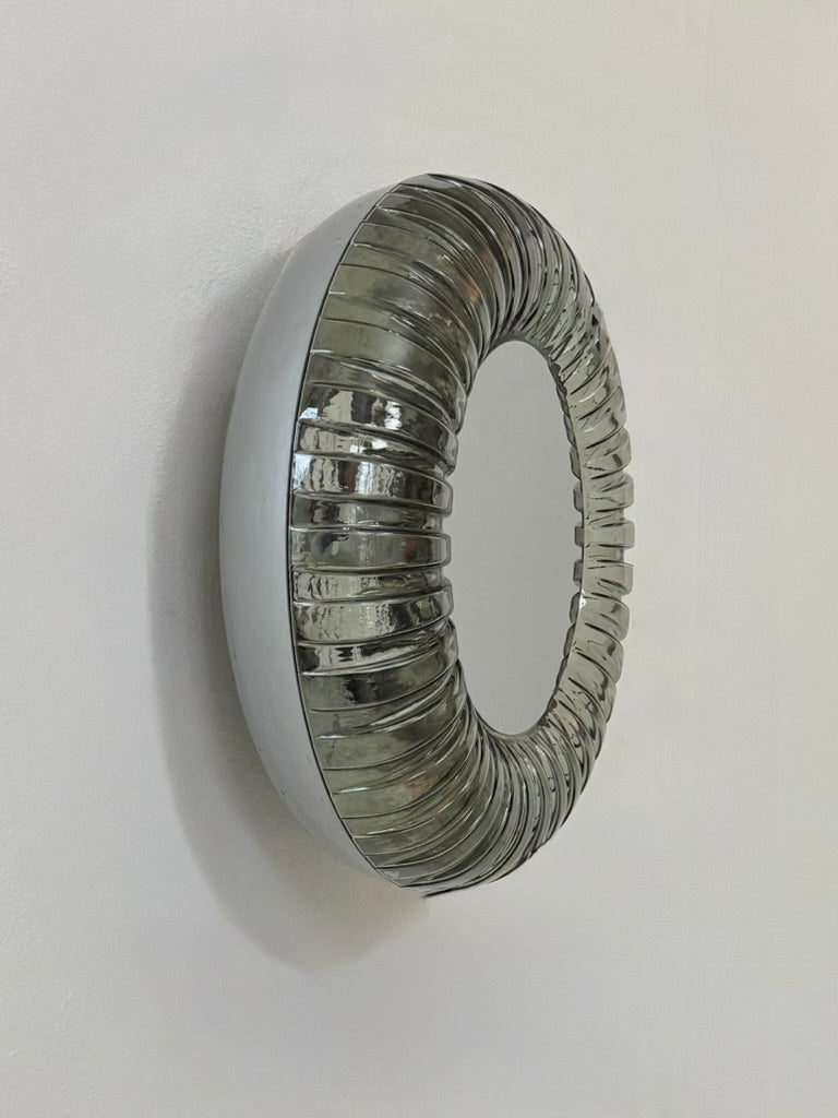 Murano_Pressed_Glass_and_Mirrored_Stainless_Steel_Wall_Light,_Italy,_1960s