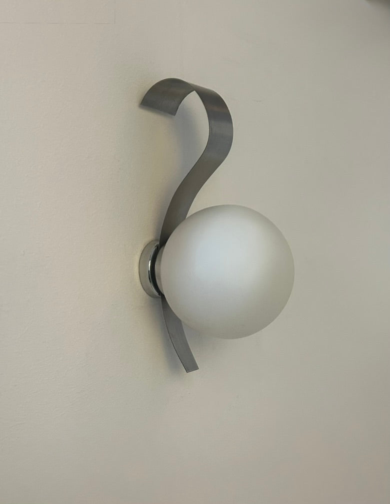 French_Brushed_Metal_and_Opaline_Glass_Wall_Sconce,_1960s