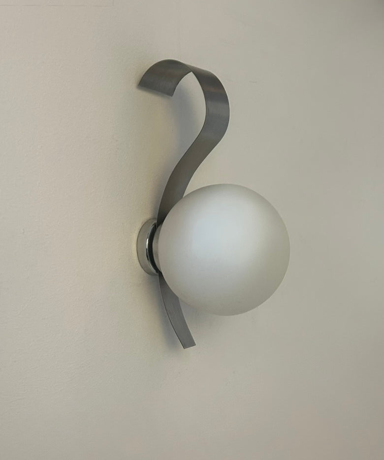 French_Brushed_Metal_and_Opaline_Glass_Wall_Sconce,_1960s
