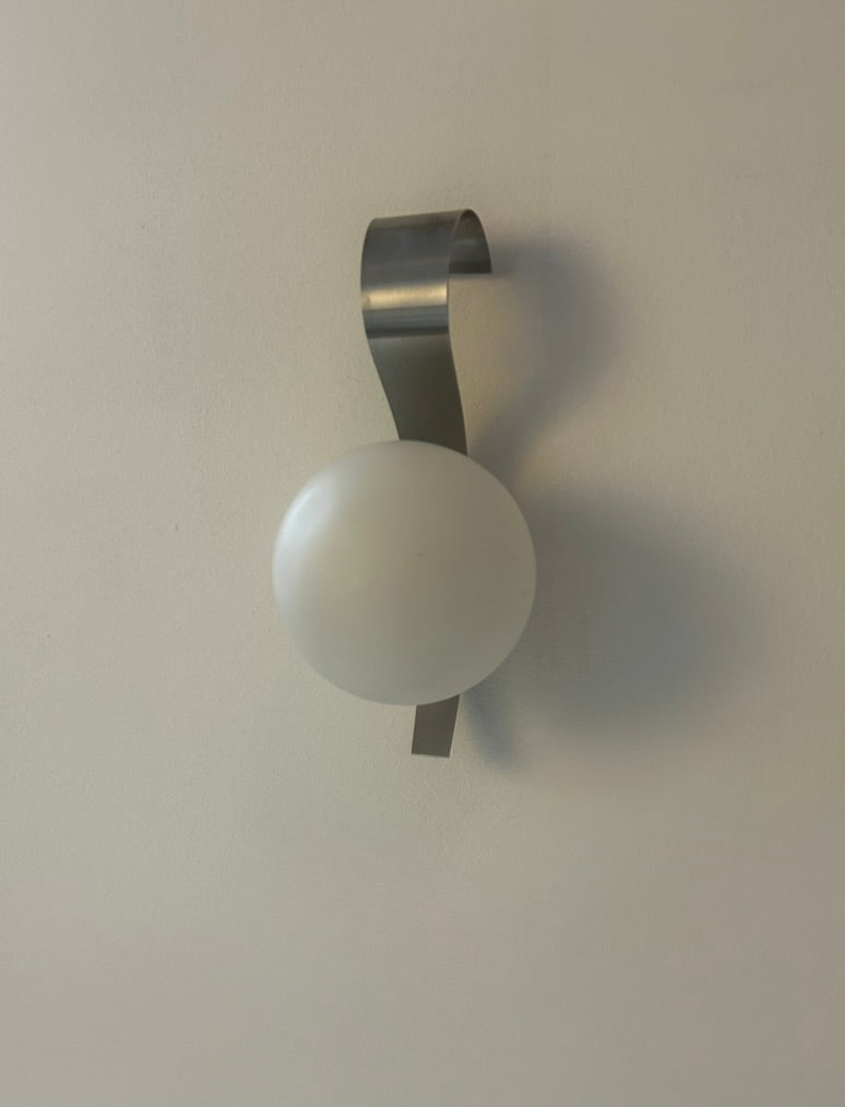 French_Brushed_Metal_and_Opaline_Glass_Wall_Sconce,_1960s