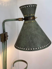Adjustable_Brass_and_Patinated_Green_Wall_Light,_Italy,_1950s