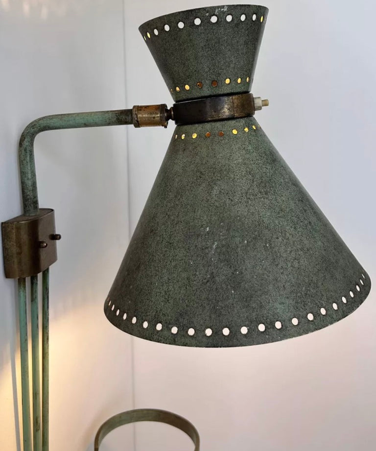 Adjustable_Brass_and_Patinated_Green_Wall_Light,_Italy,_1950s