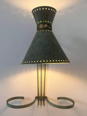 Adjustable_Brass_and_Patinated_Green_Wall_Light,_Italy,_1950s