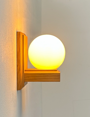 French_Pine_and_Opaline_Glass_Wall_Light,_1970s