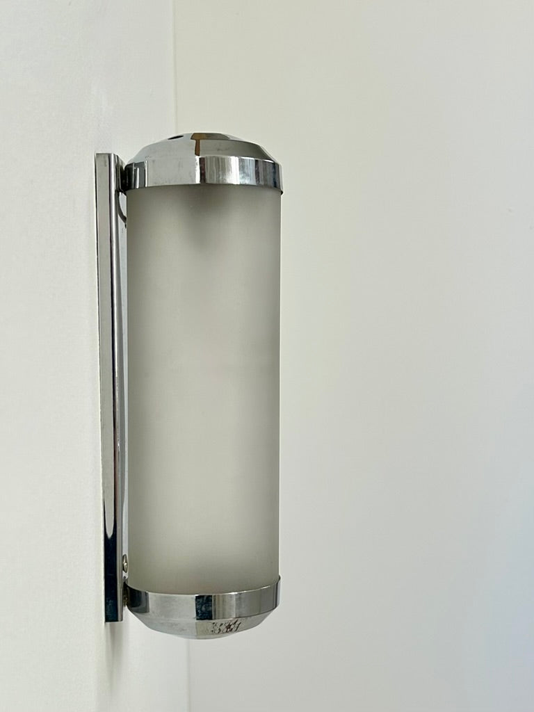 French_Art_Deco_Tubular_Wall_Sconce_in_Chrome_and_Sandblasted_Glass,_1930s