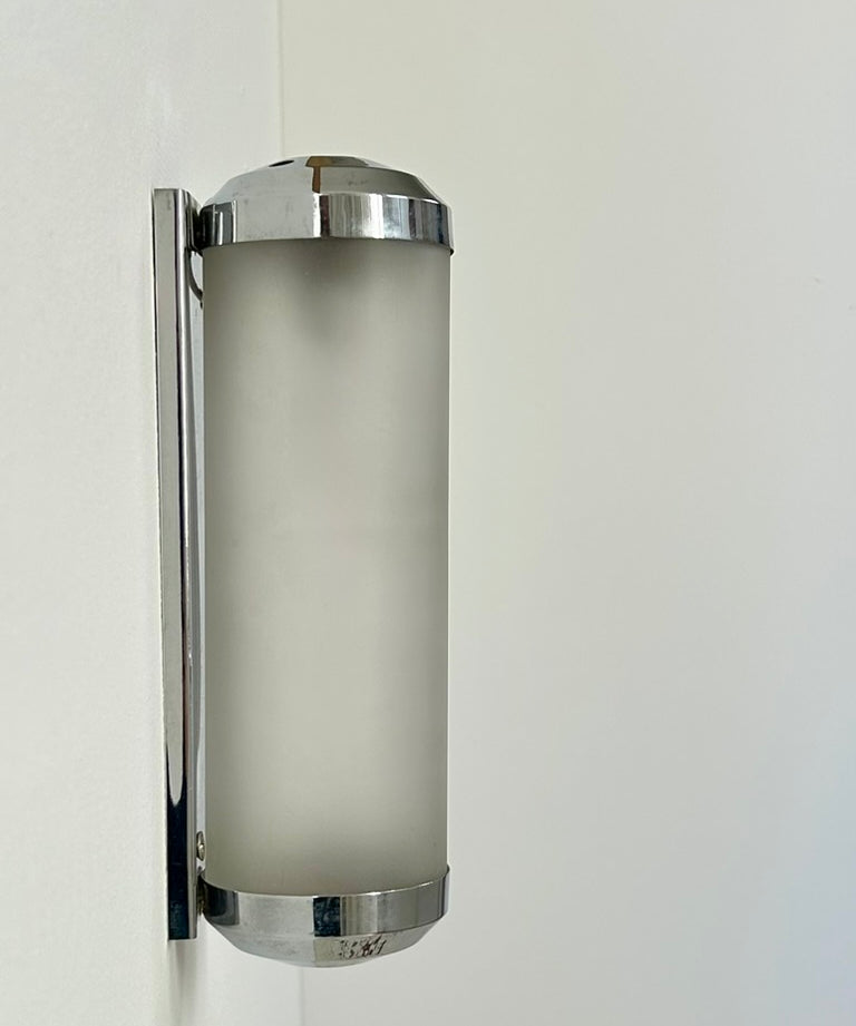 French_Art_Deco_Tubular_Wall_Sconce_in_Chrome_and_Sandblasted_Glass,_1930s