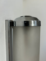 French_Art_Deco_Tubular_Wall_Sconce_in_Chrome_and_Sandblasted_Glass,_1930s