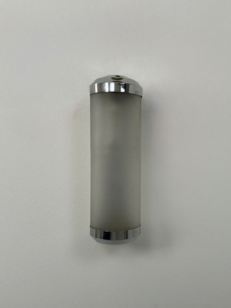 French_Art_Deco_Tubular_Wall_Sconce_in_Chrome_and_Sandblasted_Glass,_1930s
