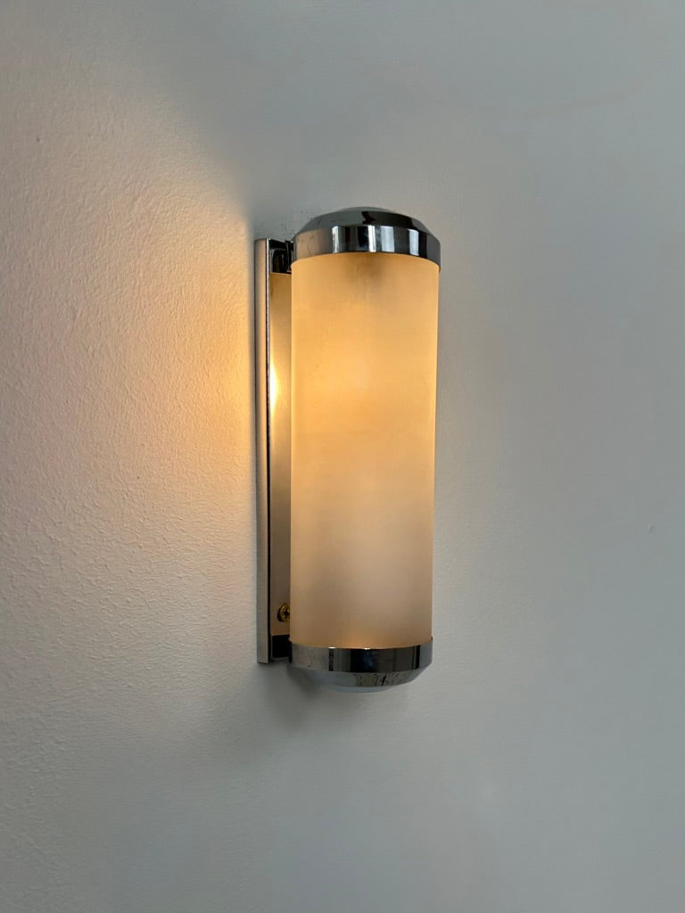 French_Art_Deco_Tubular_Wall_Sconce_in_Chrome_and_Sandblasted_Glass,_1930s