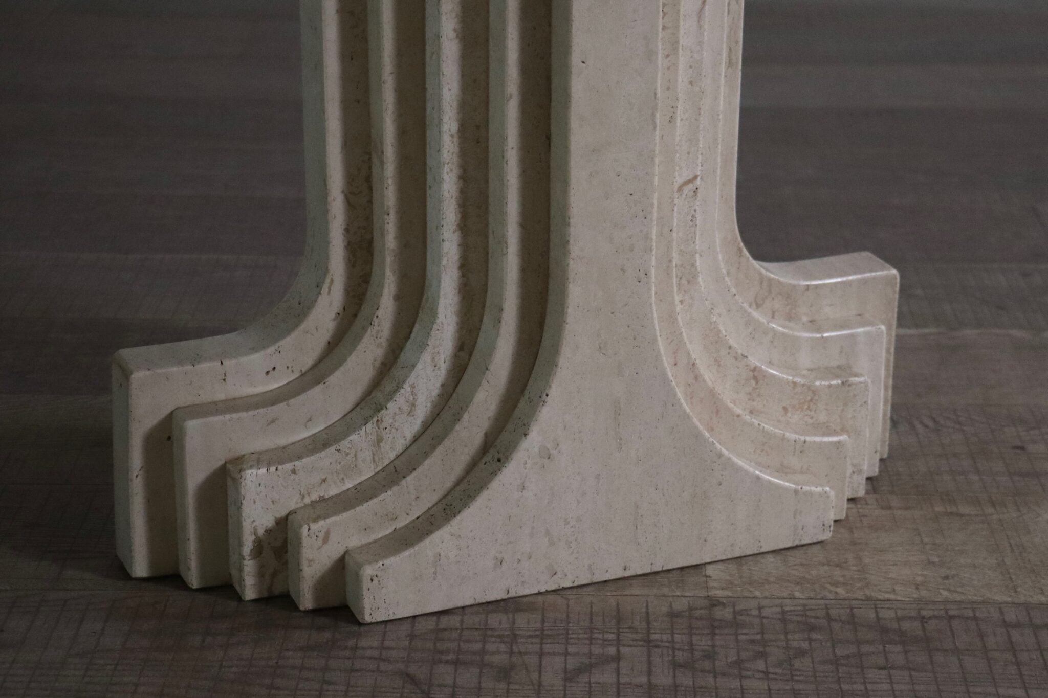 Argo_Oval_Travertine_Dining_Table_by_Carlo_Scarpa_for_Simon_Gavina,_1970s,_Italy