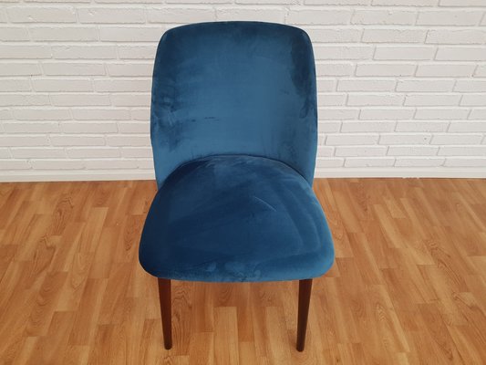 Retro_Velvet_Armchair_in_Green_Blue_Velour_and_Beech,_Mid_Century_Style,_Europe
