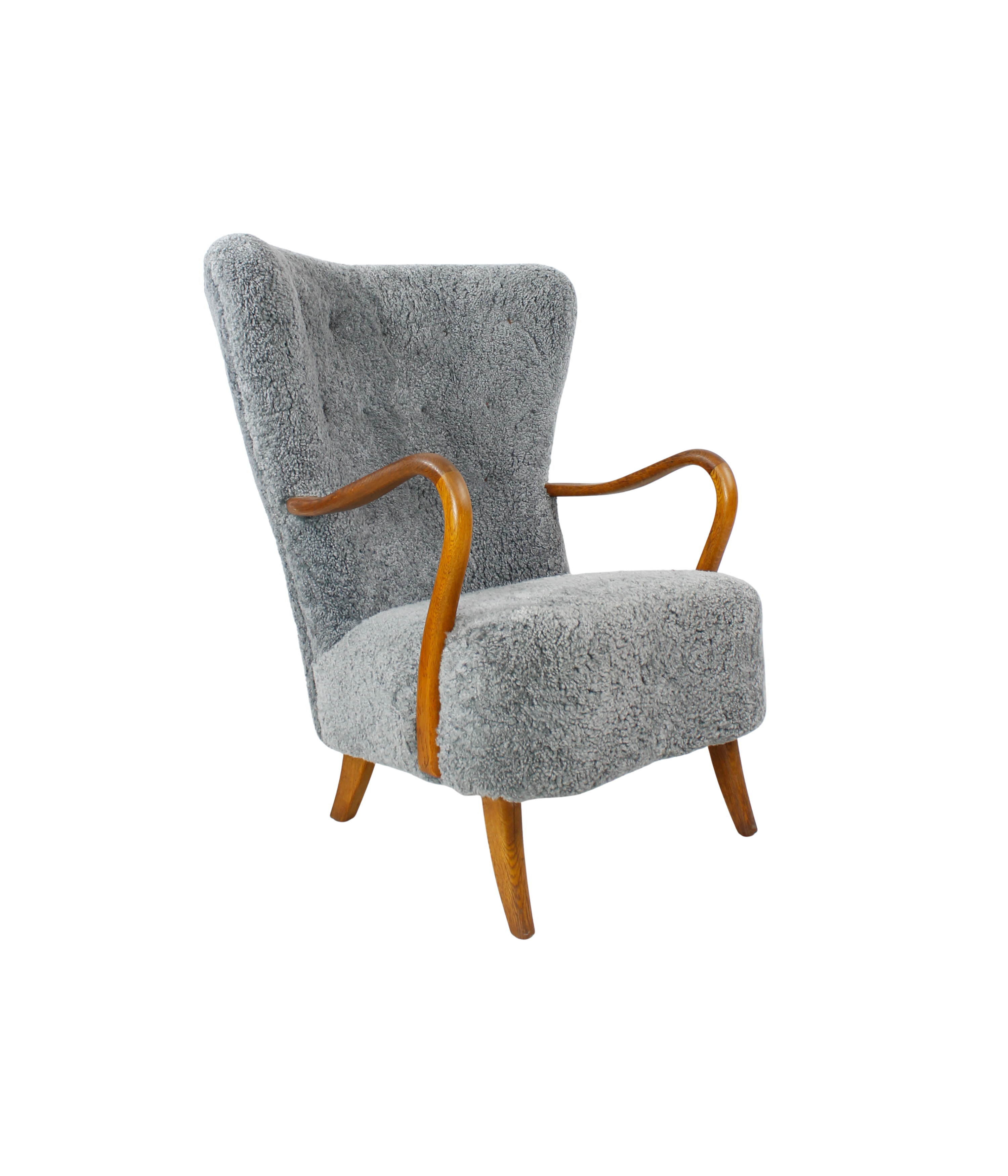 Armchair_by_Alfred_Christensen_in_Sheepskin_Upholstery,_Denmark_1960s–1970s