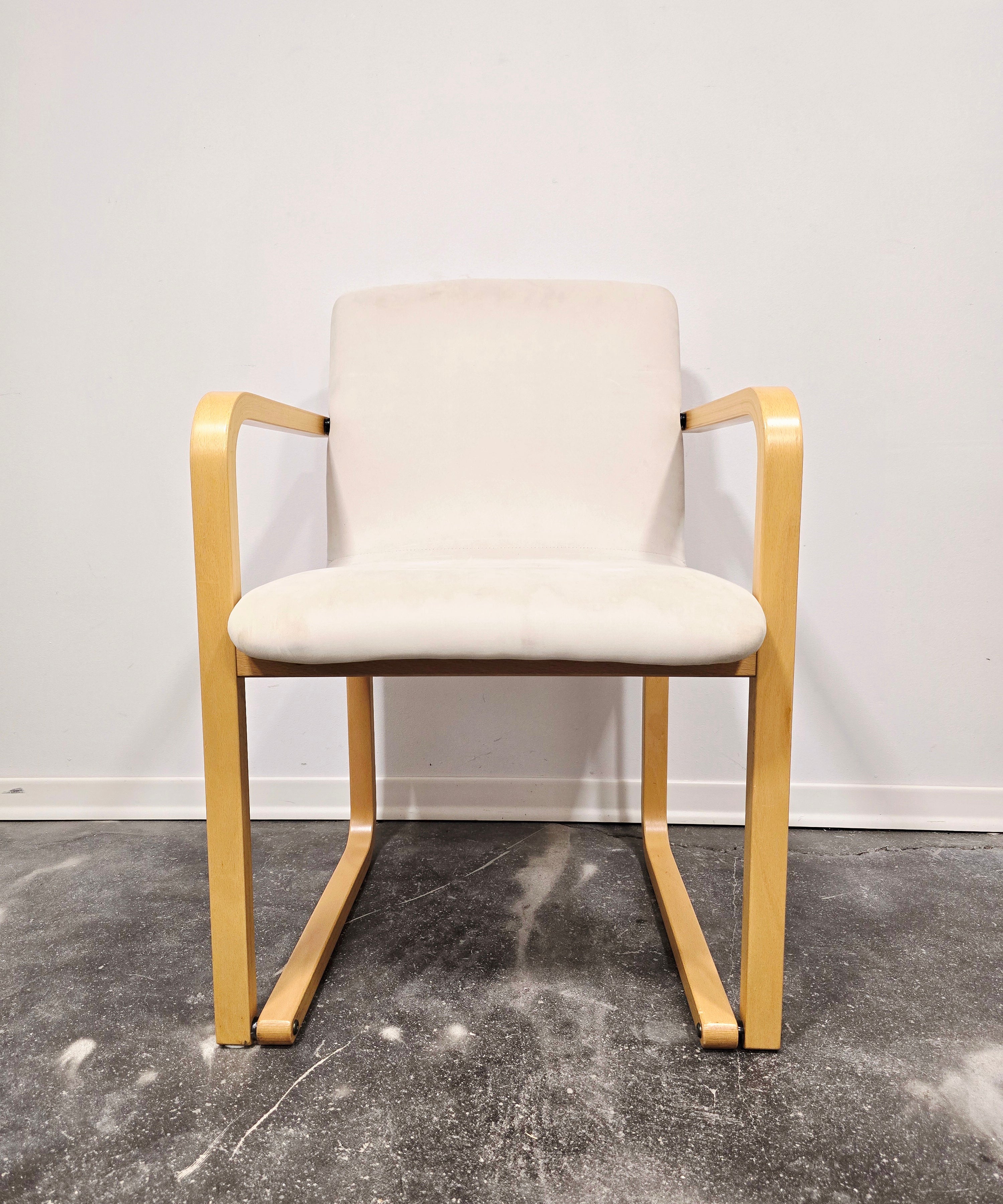 Branko_Uršič_Mid-Century_Modern_Armchair_with_Red_Bentwood_Sled_Frame_and_Upholstered_Seat