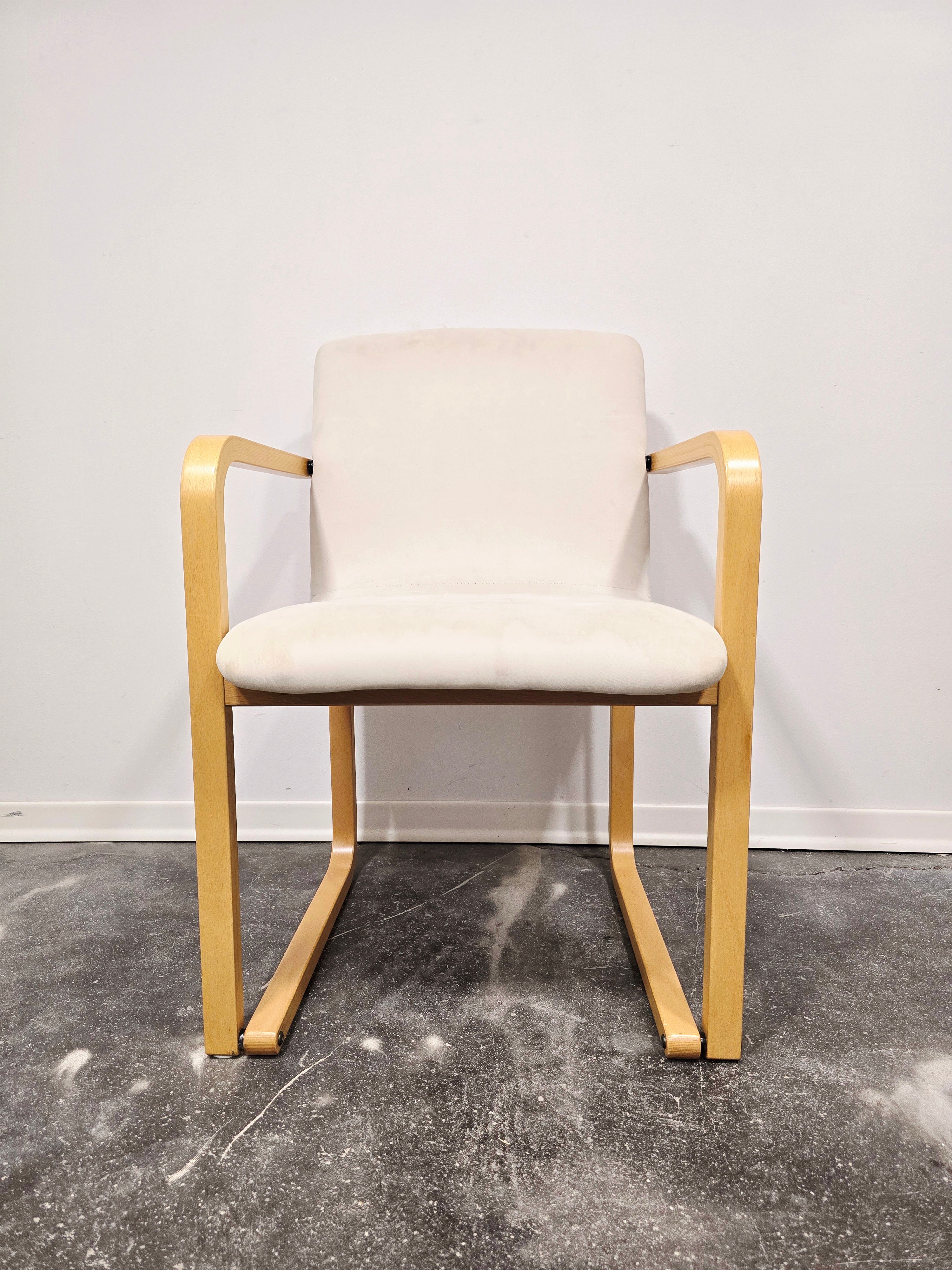 Branko_Uršič_Mid-Century_Modern_Armchair_with_Red_Bentwood_Sled_Frame_and_Upholstered_Seat
