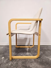 Branko_Uršič_Mid-Century_Modern_Armchair_with_Red_Bentwood_Sled_Frame_and_Upholstered_Seat