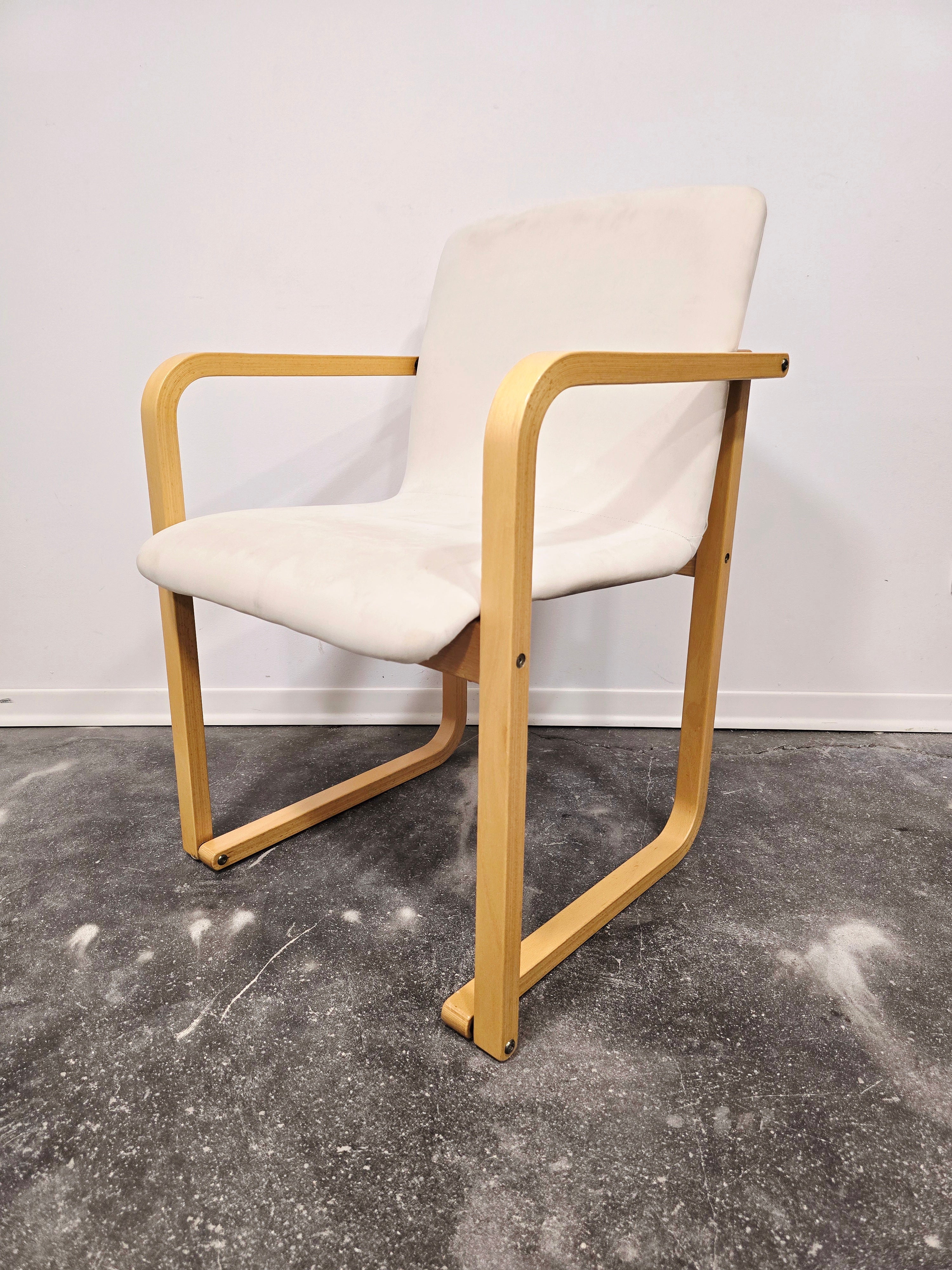 Branko_Uršič_Mid-Century_Modern_Armchair_with_Red_Bentwood_Sled_Frame_and_Upholstered_Seat