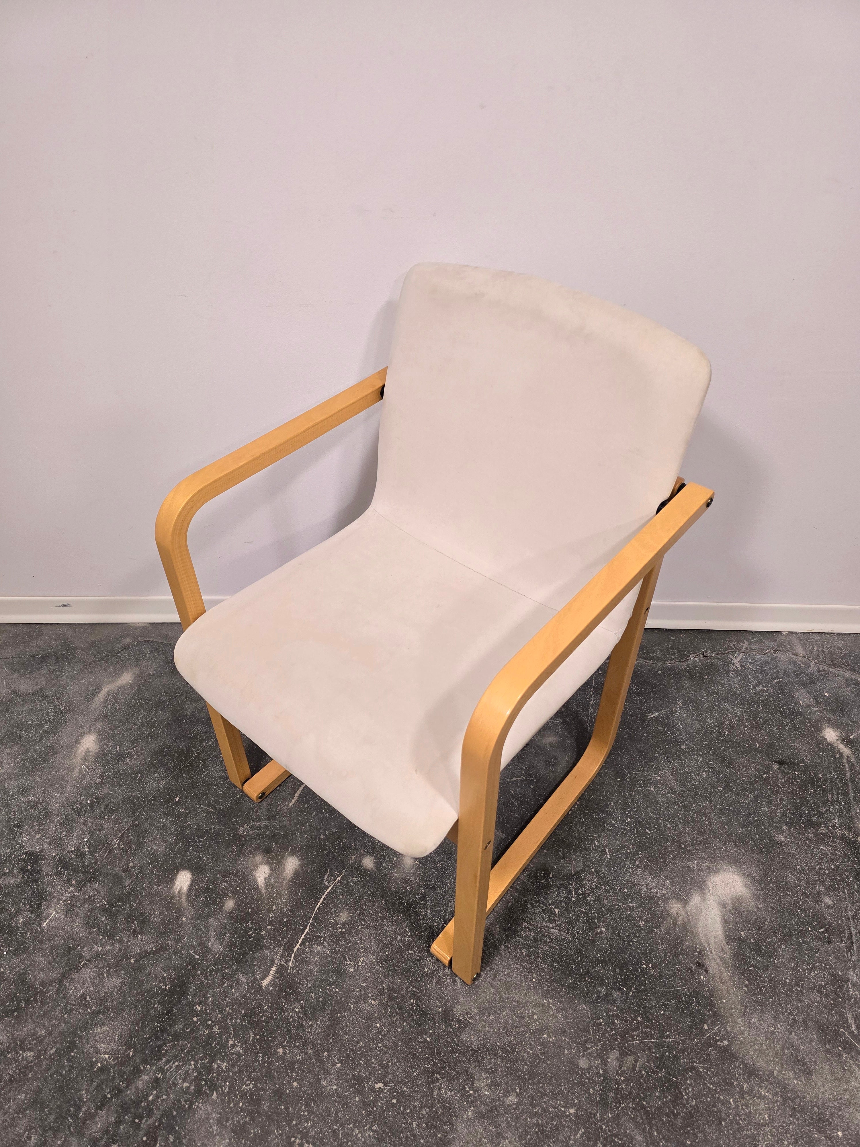 Branko_Uršič_Mid-Century_Modern_Armchair_with_Red_Bentwood_Sled_Frame_and_Upholstered_Seat
