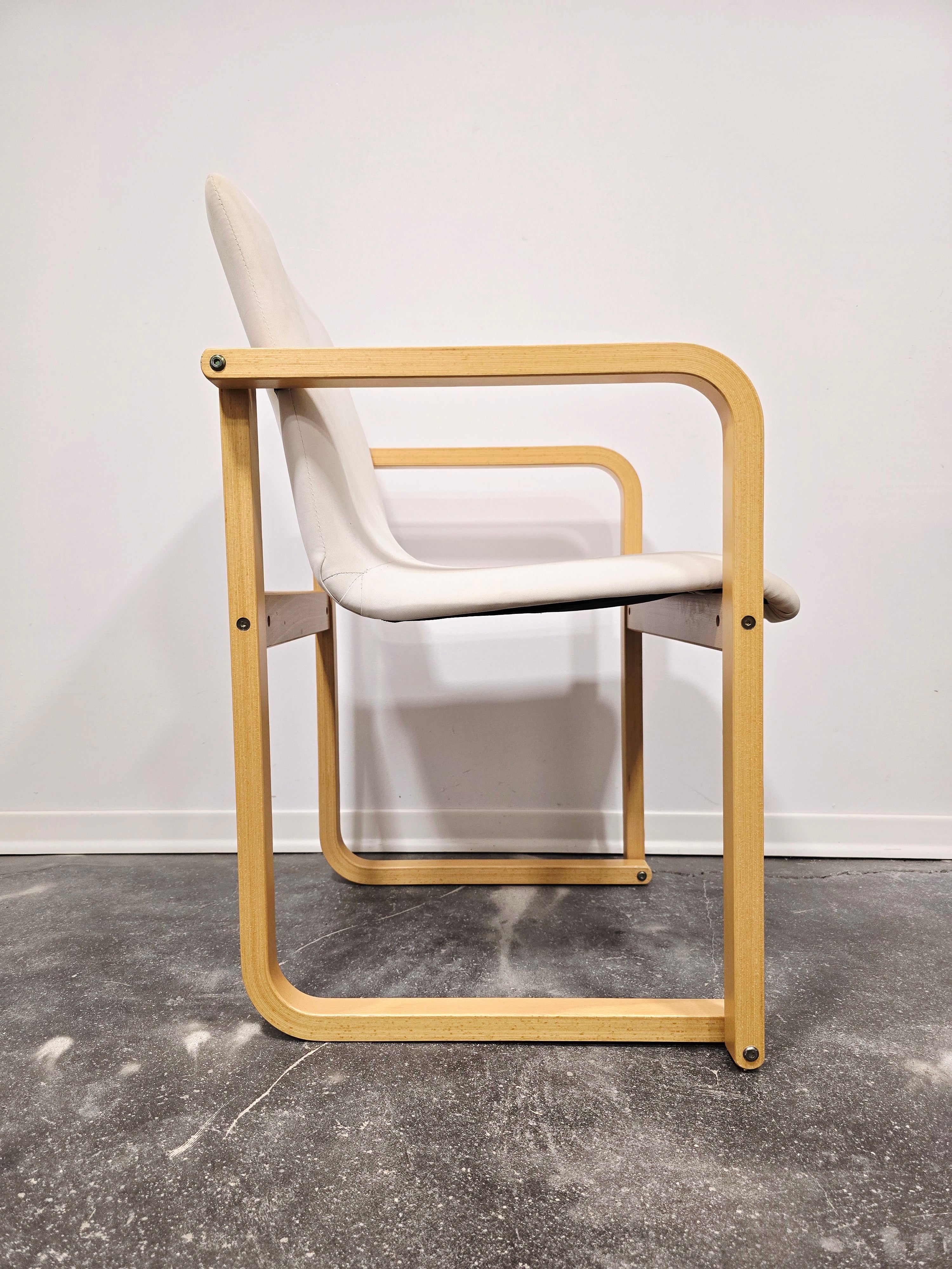 Branko_Uršič_Mid-Century_Modern_Armchair_with_Red_Bentwood_Sled_Frame_and_Upholstered_Seat