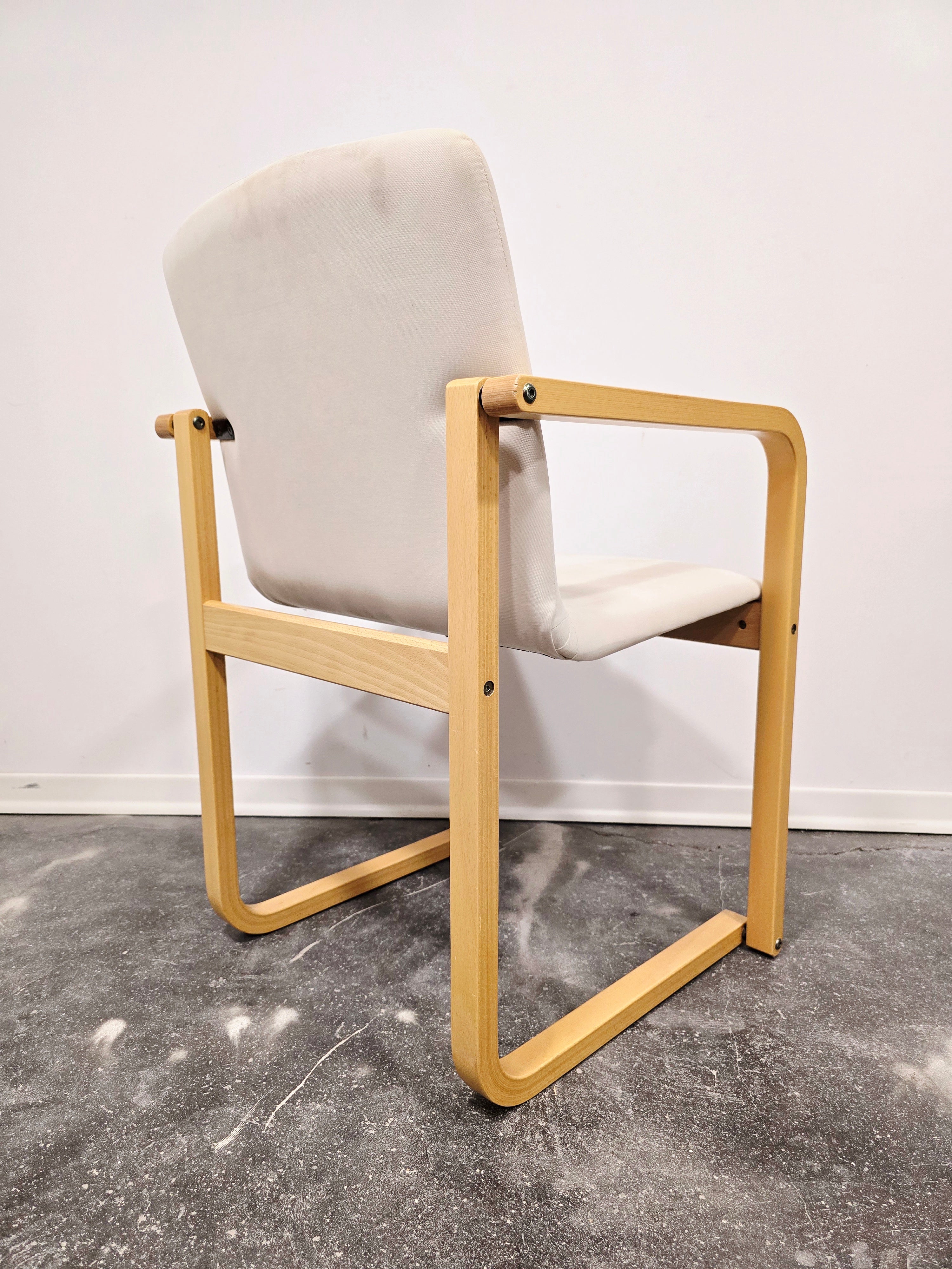 Branko_Uršič_Mid-Century_Modern_Armchair_with_Red_Bentwood_Sled_Frame_and_Upholstered_Seat