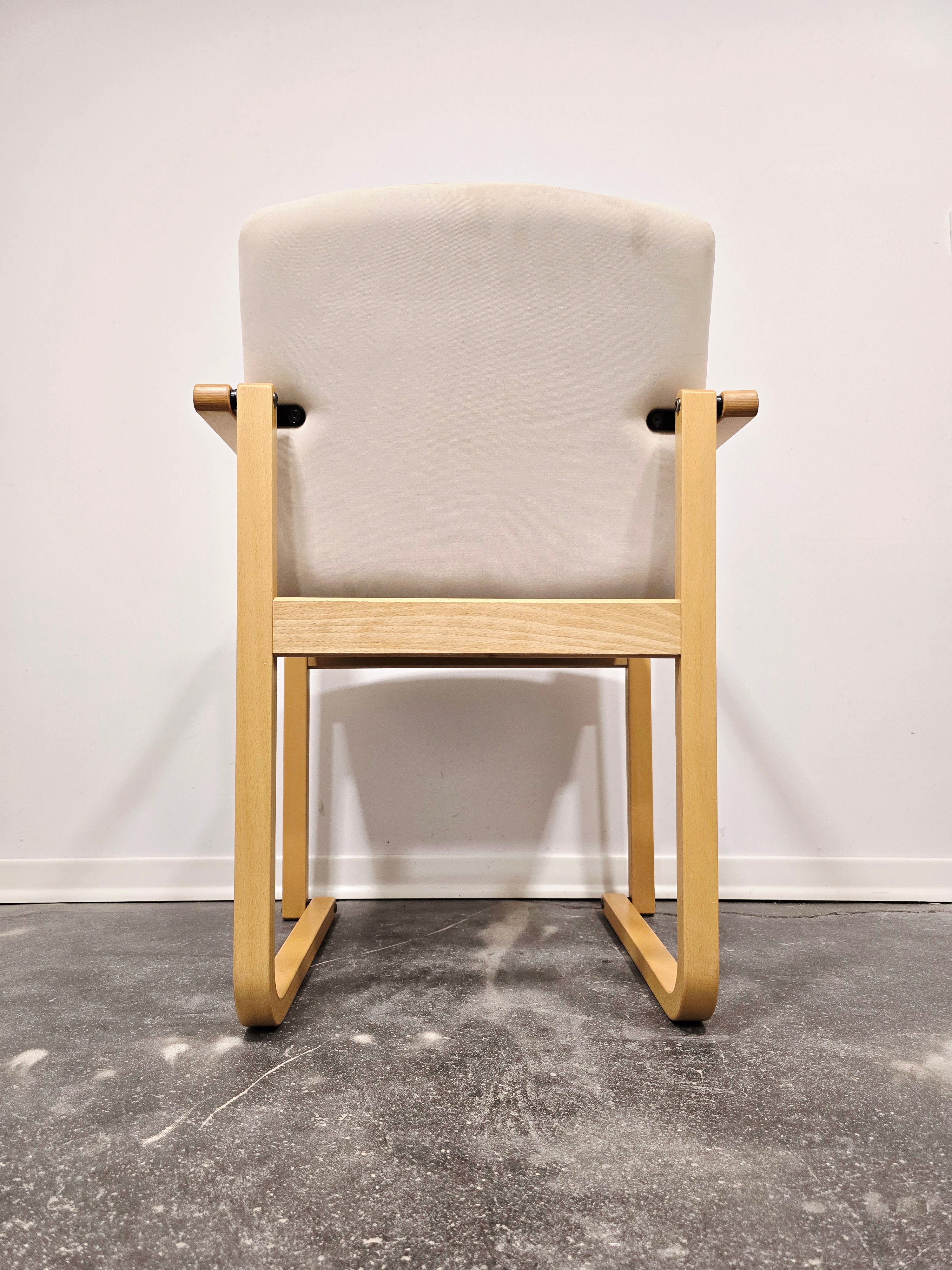 Branko_Uršič_Mid-Century_Modern_Armchair_with_Red_Bentwood_Sled_Frame_and_Upholstered_Seat