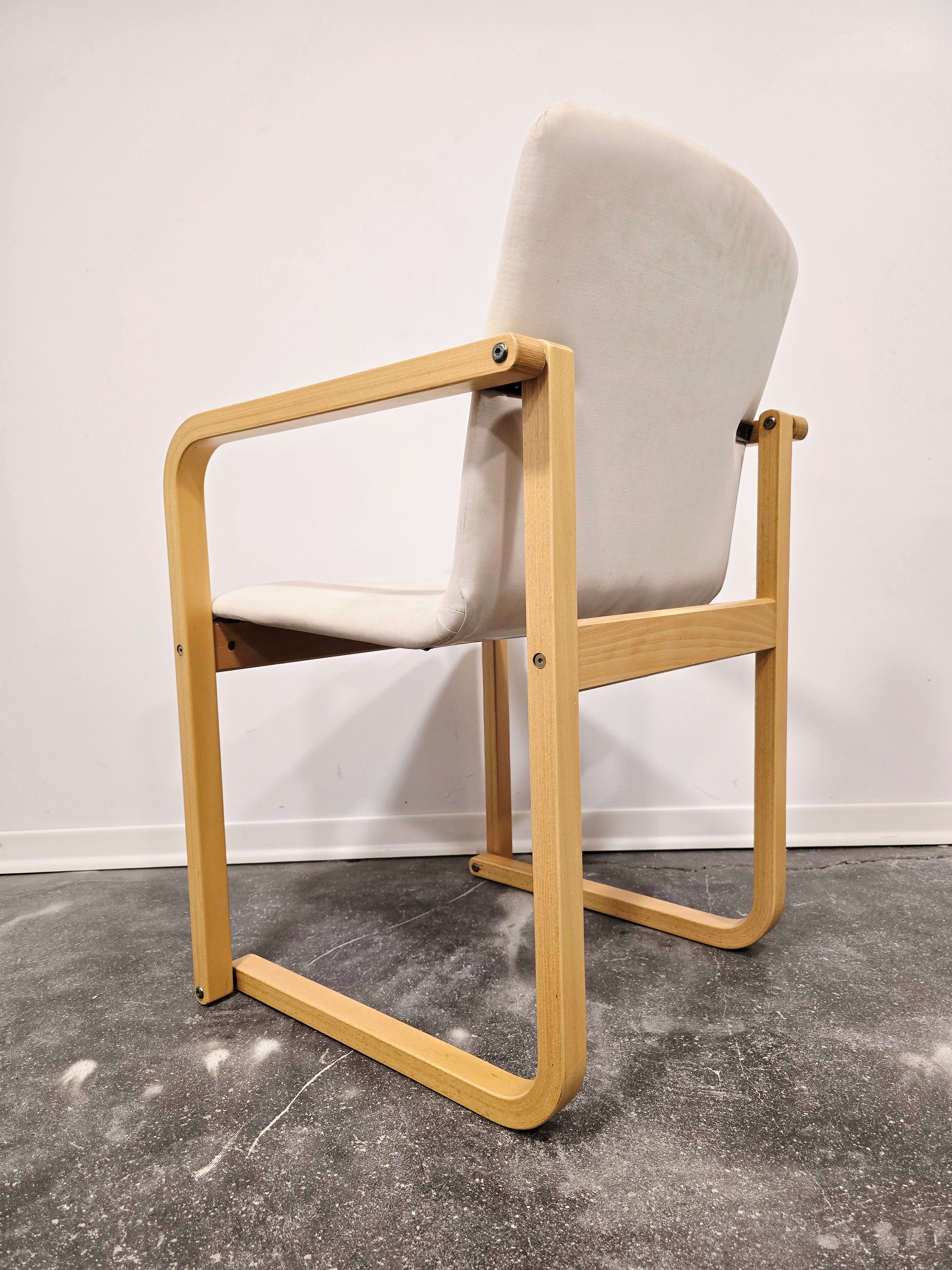 Branko_Uršič_Mid-Century_Modern_Armchair_with_Red_Bentwood_Sled_Frame_and_Upholstered_Seat