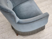 Set_of_Armchair_&_Footstool,_Blue_Velour_&_Oak_Legs_1970s_Denmark