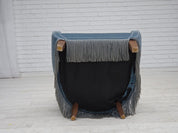 Set_of_Armchair_&_Footstool,_Blue_Velour_&_Oak_Legs_1970s_Denmark
