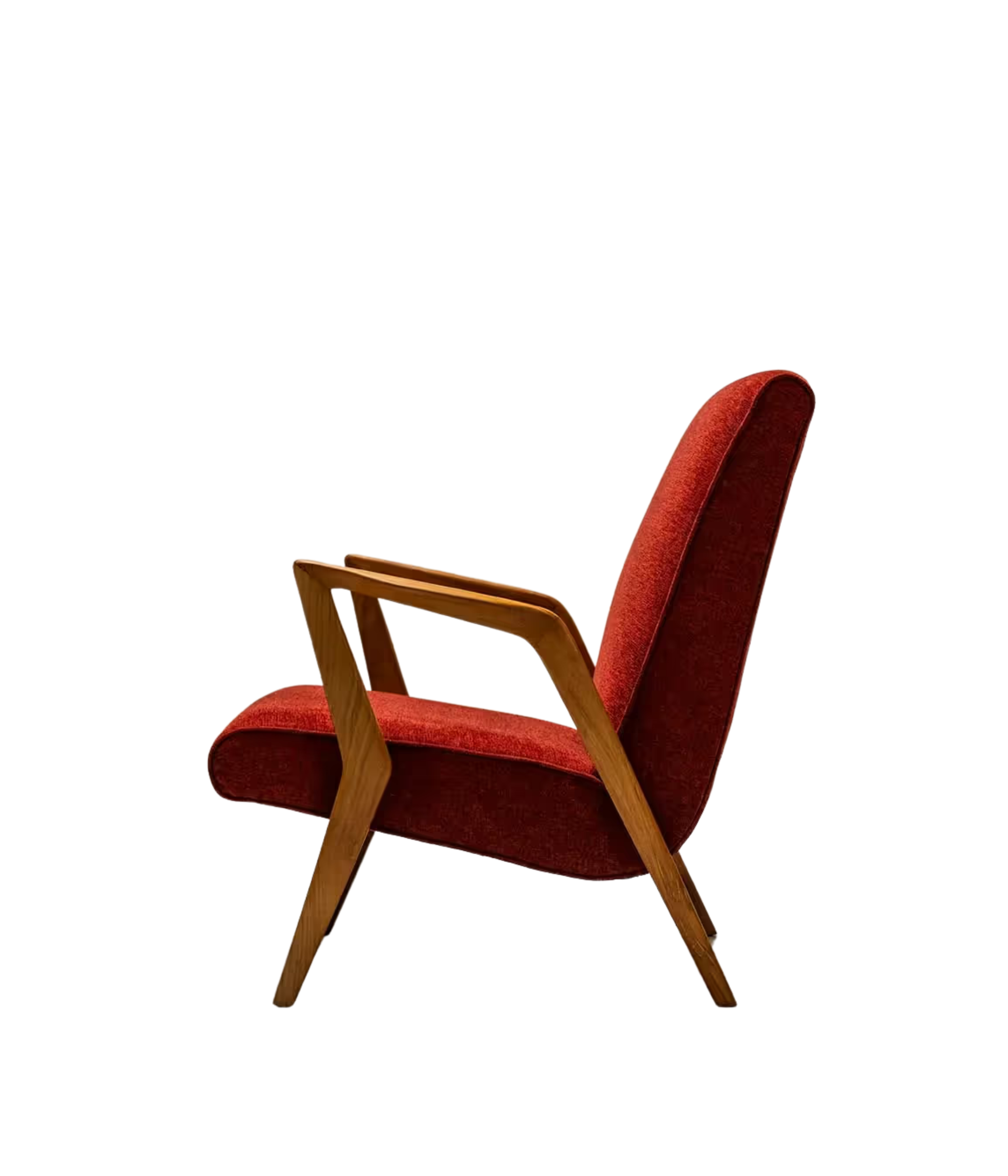 Armchair_In_Walnut_And_Burgundy_Upholstery,_Italy_1960's