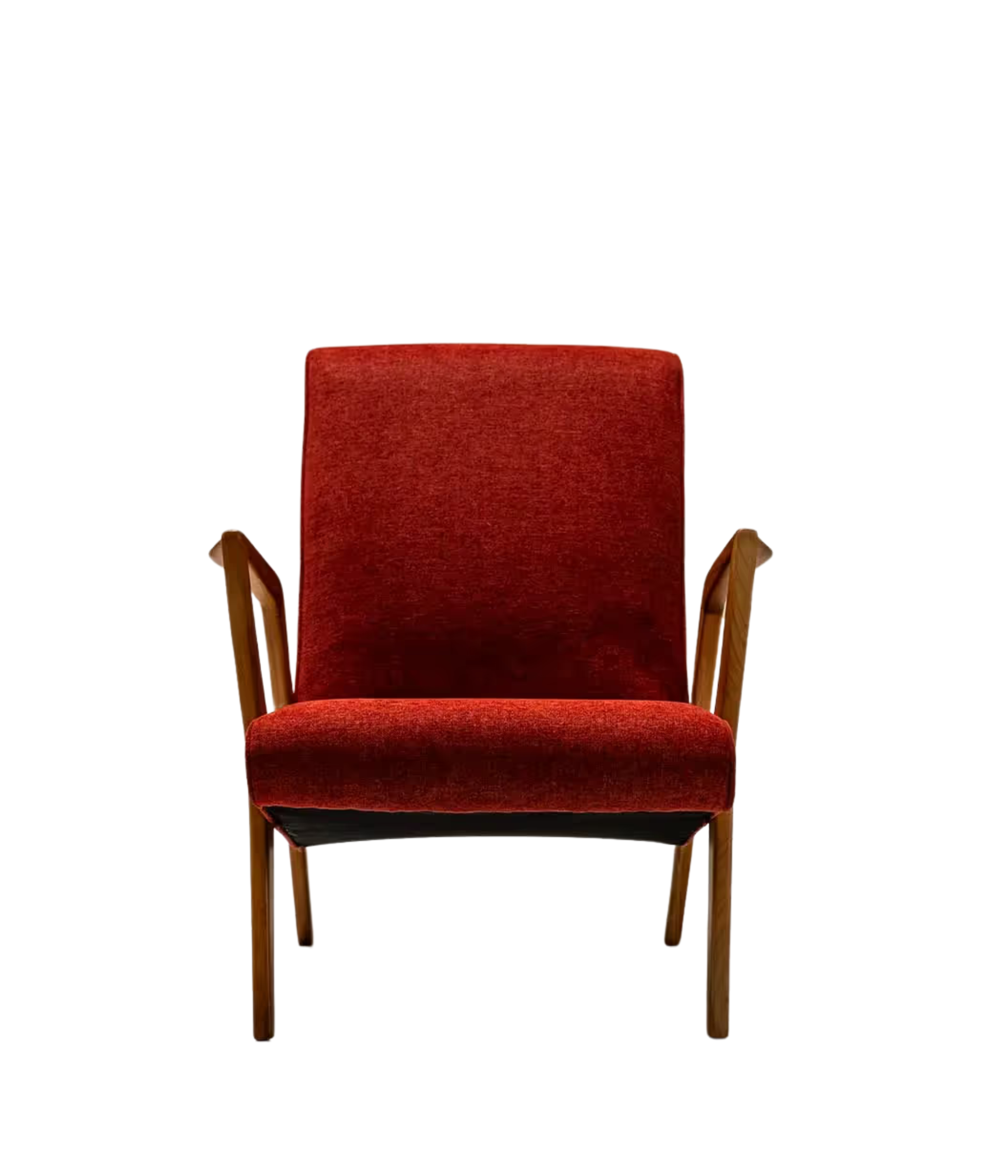 Armchair_In_Walnut_And_Burgundy_Upholstery,_Italy_1960's