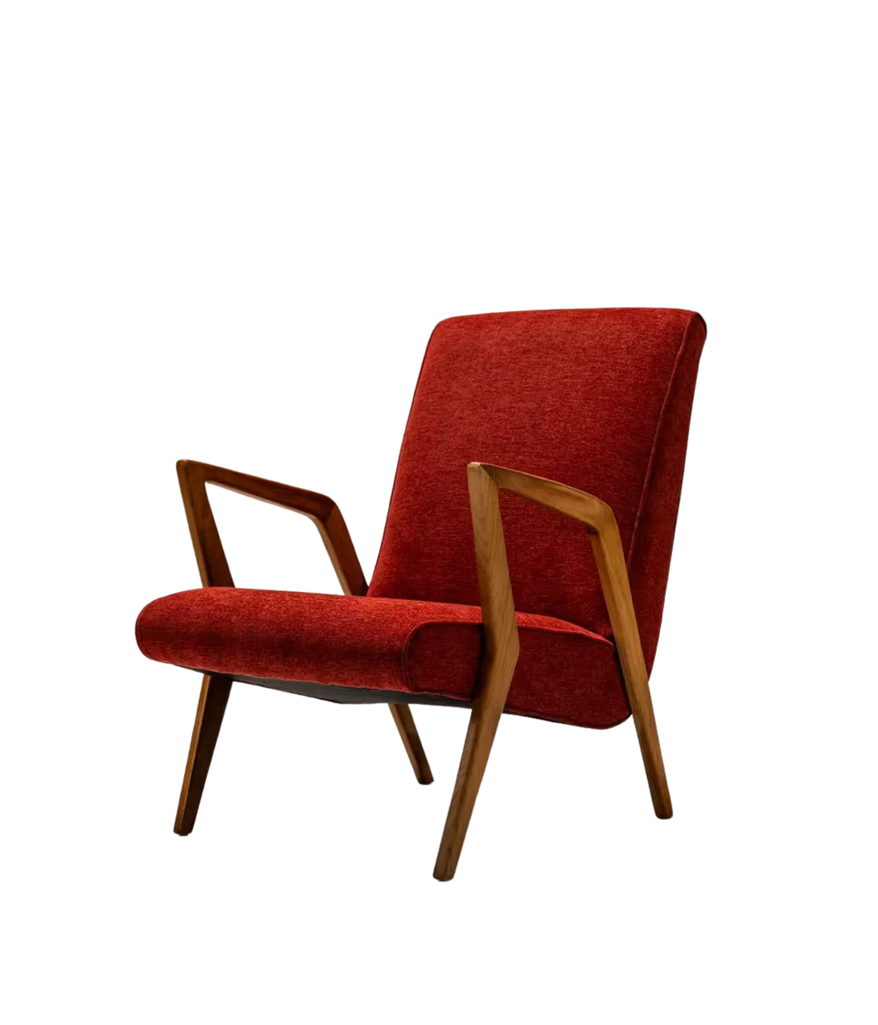 Armchair_In_Walnut_And_Burgundy_Upholstery,_Italy_1960's