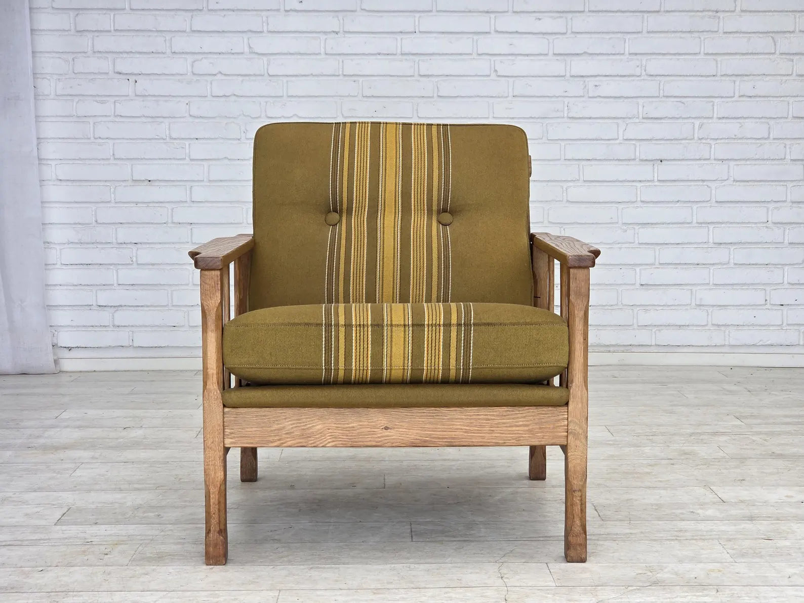 Armchair,_Oak_Frame_&_Wool_Upholstery,_1970s_Denmark