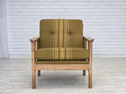 Armchair,_Oak_Frame_&_Wool_Upholstery,_1970s_Denmark