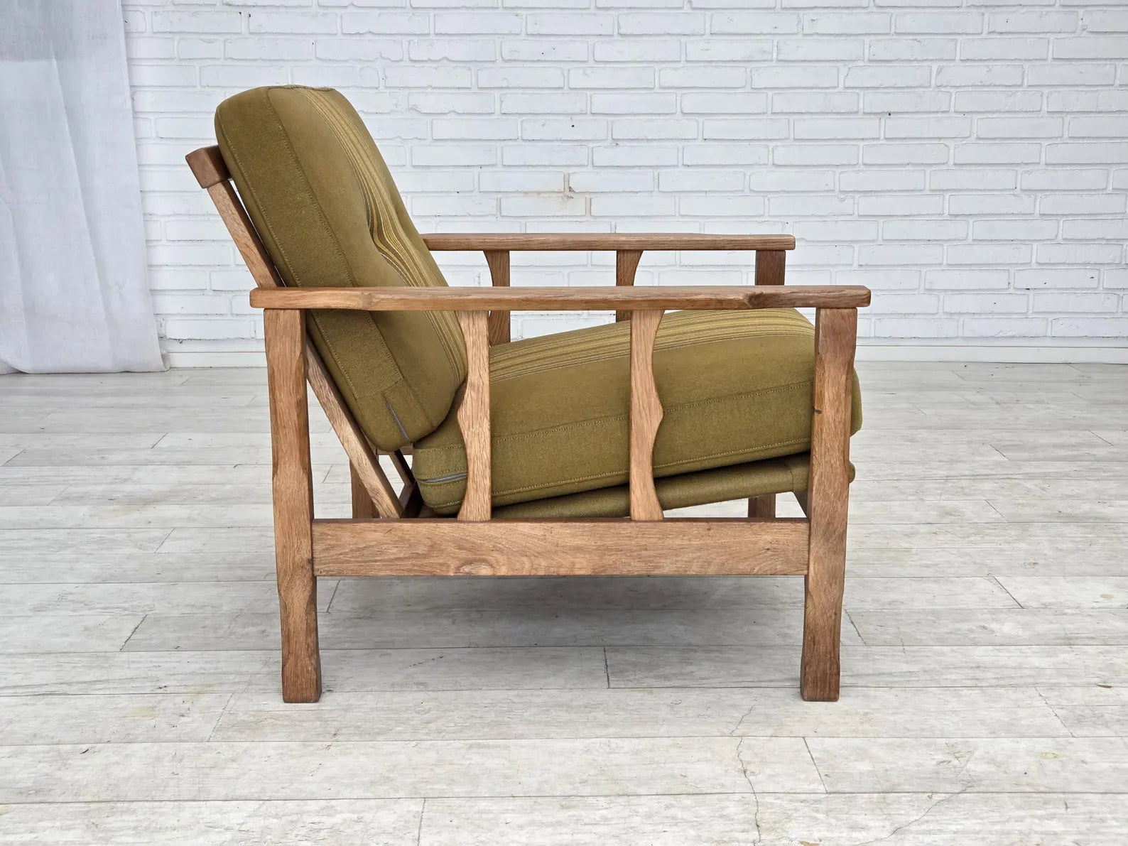 Armchair,_Oak_Frame_&_Wool_Upholstery,_1970s_Denmark