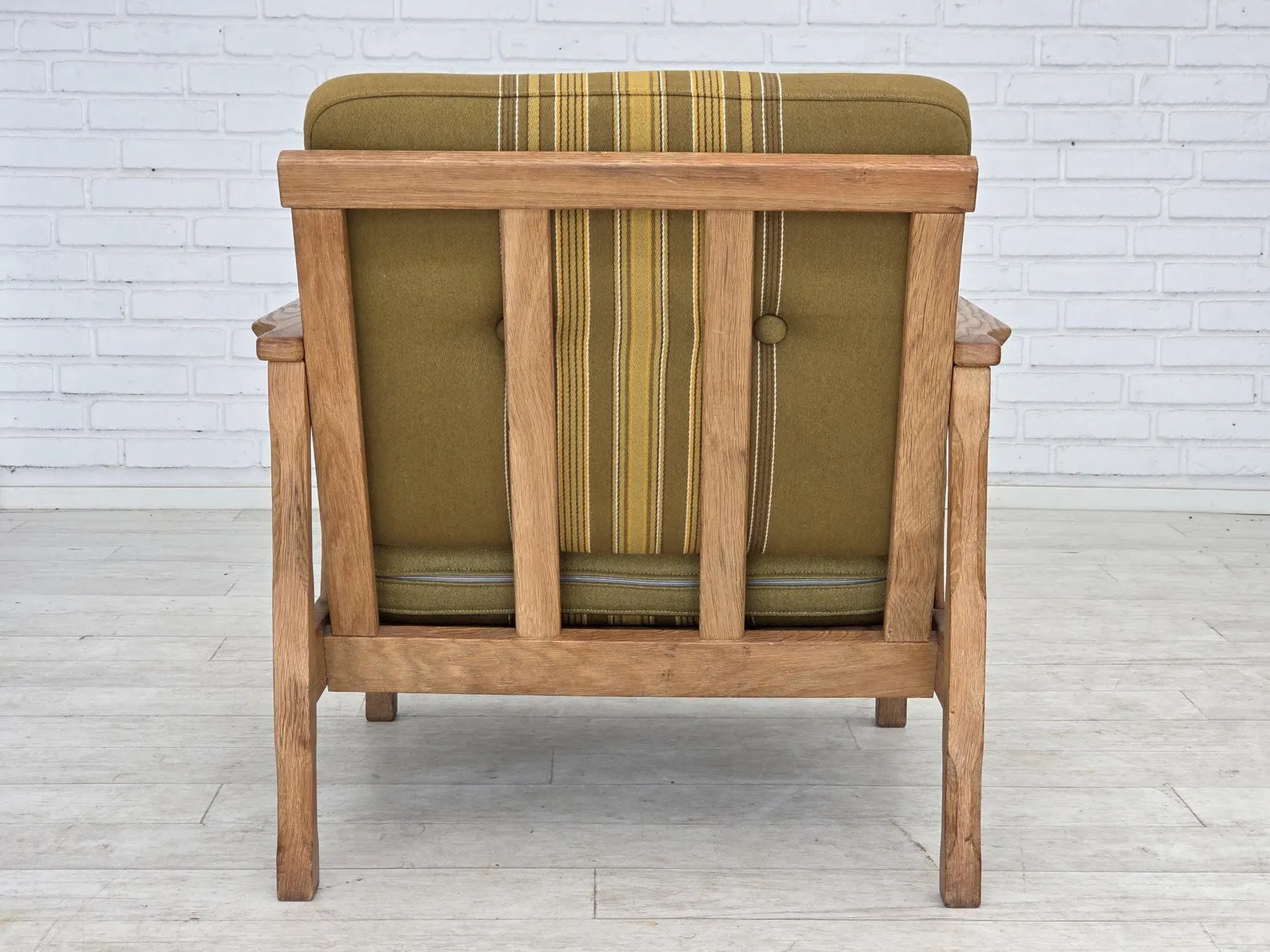 Armchair,_Oak_Frame_&_Wool_Upholstery,_1970s_Denmark